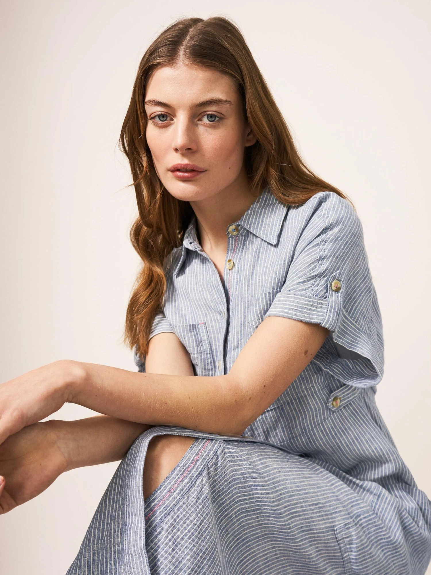 WHITE STUFF Reno Linen Shirt Dress In BLUE MULTI 1 WHITE STUFF Reno Linen Shirt Dress In BLUE MULTI