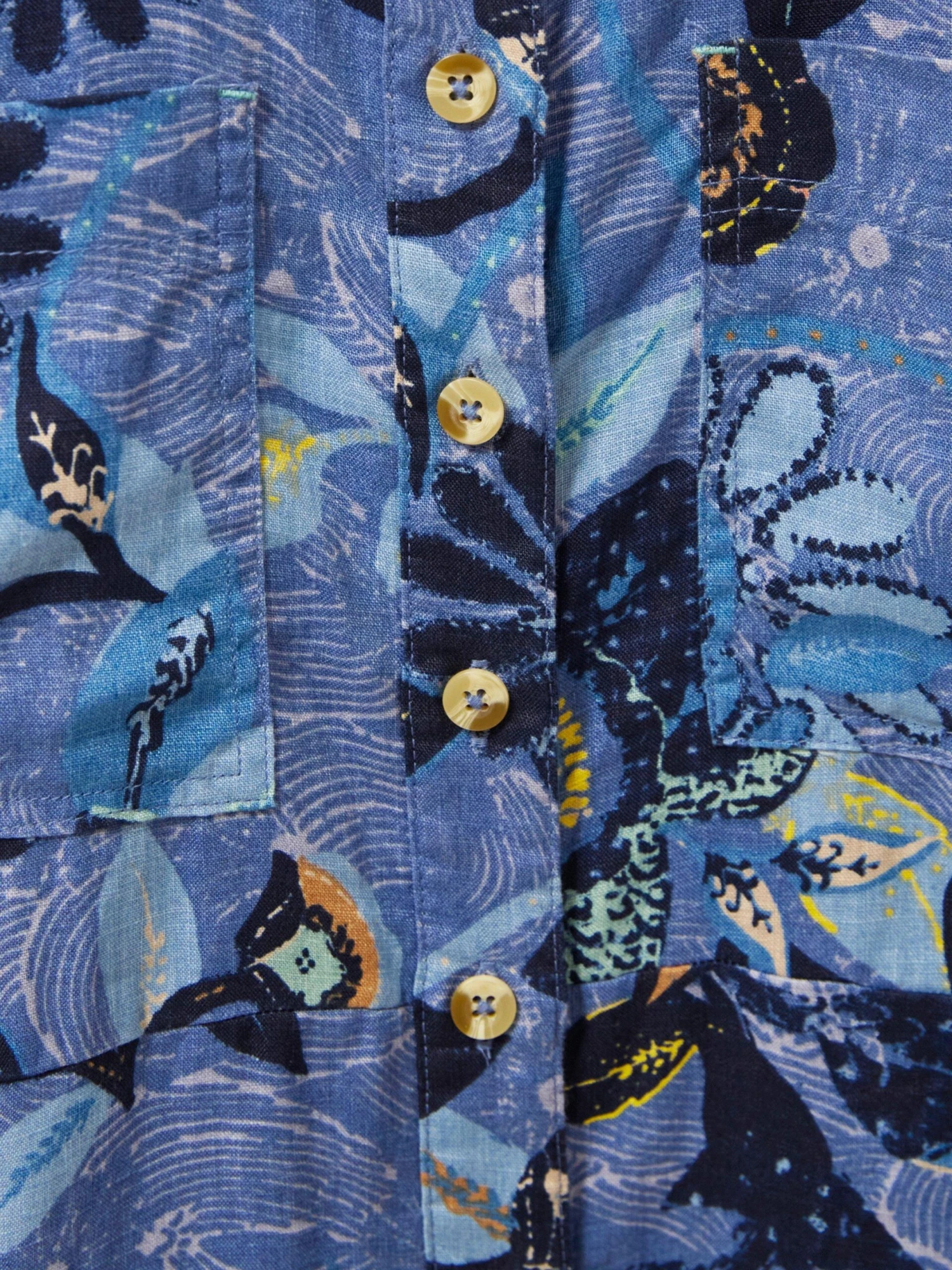 WHITE STUFF Reno Linen Shirt Dress In BLUE PRINT 7 WHITE STUFF Reno Linen Shirt Dress In BLUE PRINT - Image 7