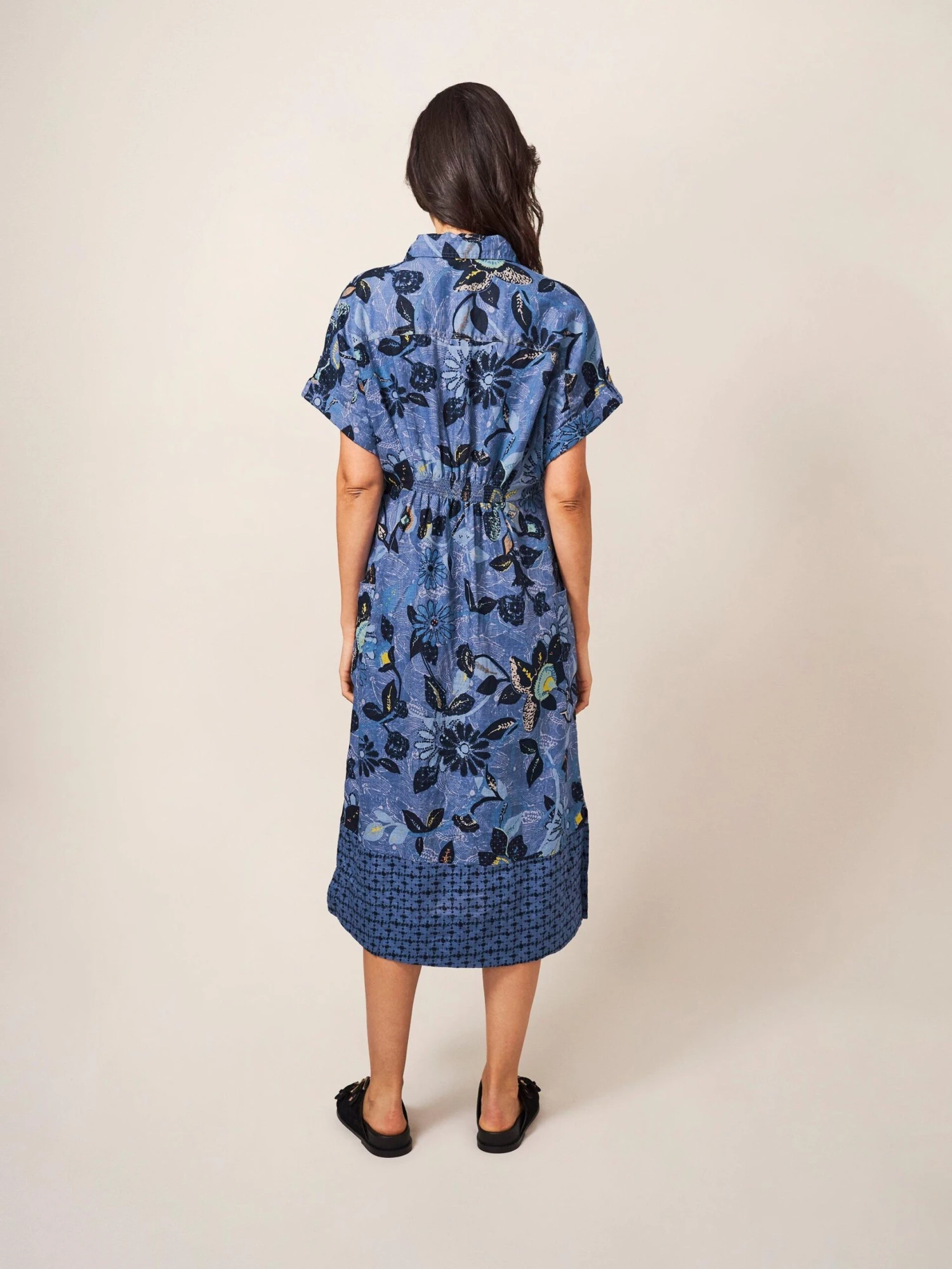 WHITE STUFF Reno Linen Shirt Dress In BLUE PRINT 5 WHITE STUFF Reno Linen Shirt Dress In BLUE PRINT - Image 5