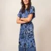 WHITE STUFF Reno Linen Shirt Dress In BLUE PRINT