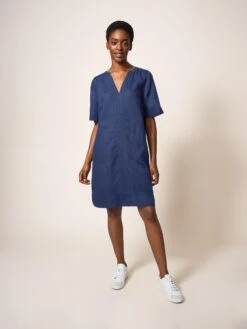 WHITE STUFF June Linen Shift Dress In DARK NAVY -Whte Stuffy Store 438231 DARK NAVY MF
