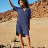 WHITE STUFF June Linen Shift Dress In DARK NAVY