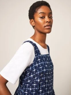 WHITE STUFF Hazel Linen Dress In NAVY MULTI -Whte Stuffy Store 438233 NAVY MULTI MD