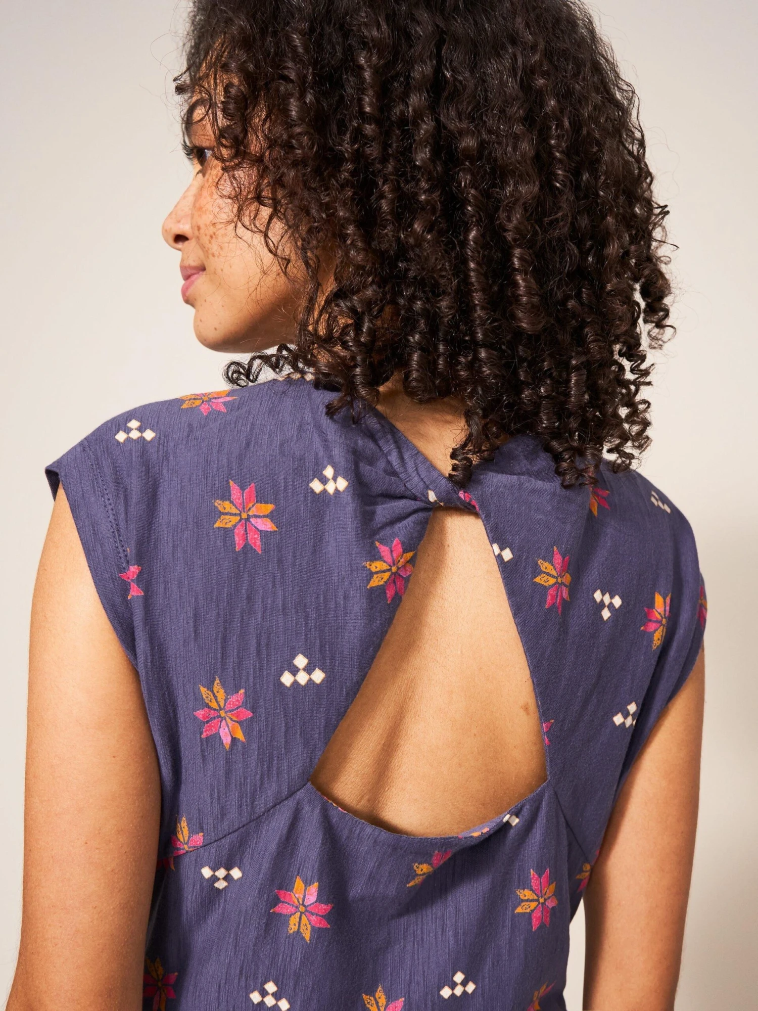 WHITE STUFF Addison Cotton Midi Dress In PURPLE MULTI 3 WHITE STUFF Addison Cotton Midi Dress In PURPLE MULTI - Image 3