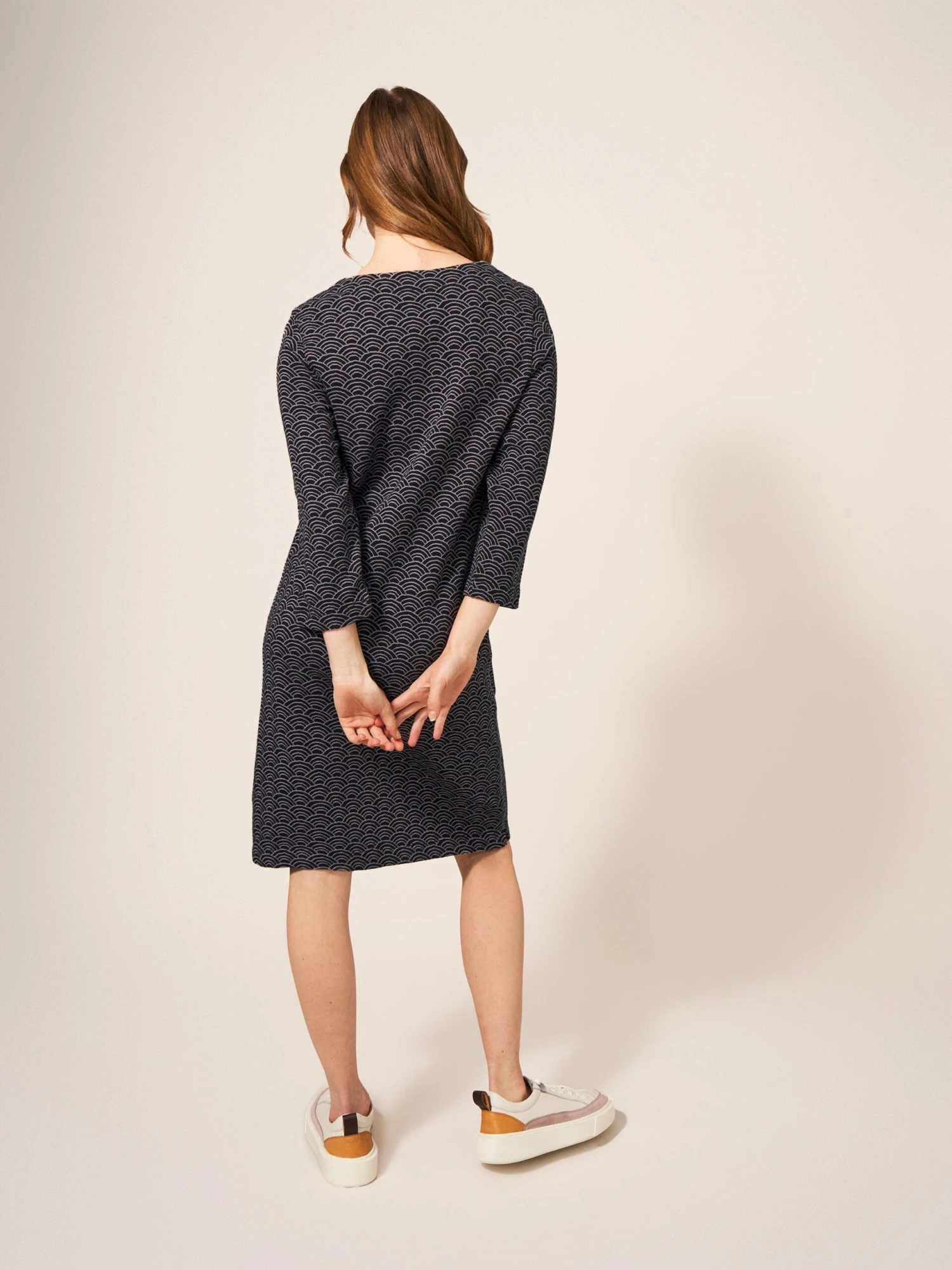WHITE STUFF Skye Jacquard Jersey Dress In GREY MULTI 4 WHITE STUFF Skye Jacquard Jersey Dress In GREY MULTI - Image 4