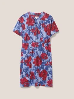 WHITE STUFF Tammy Cotton Jersey Dress In BLUE MULTI -Whte Stuffy Store 438258 BLUE MLT FF