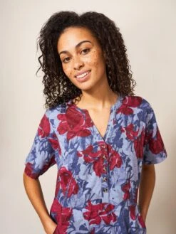 WHITE STUFF Tammy Cotton Jersey Dress In BLUE MULTI -Whte Stuffy Store 438258 BLUE MLT MD