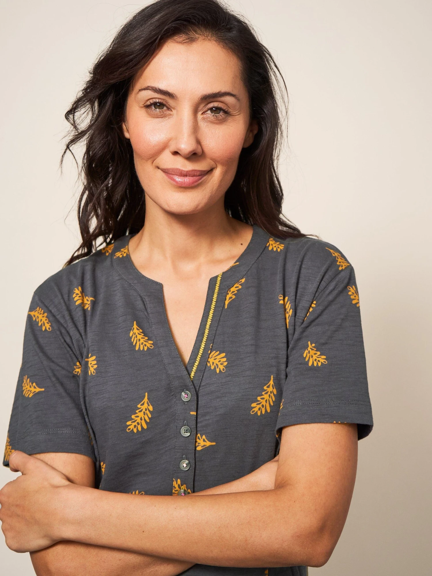 WHITE STUFF Tammy Cotton Jersey Dress In GREY MULTI 3 WHITE STUFF Tammy Cotton Jersey Dress In GREY MULTI - Image 3