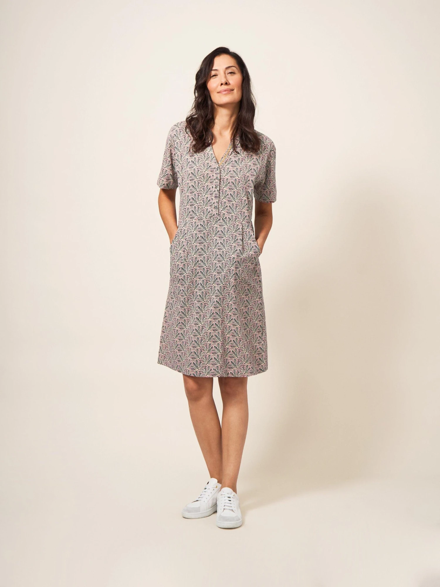 WHITE STUFF Tammy Cotton Jersey Dress In PLUM MULTI 2 WHITE STUFF Tammy Cotton Jersey Dress In PLUM MULTI - Image 2