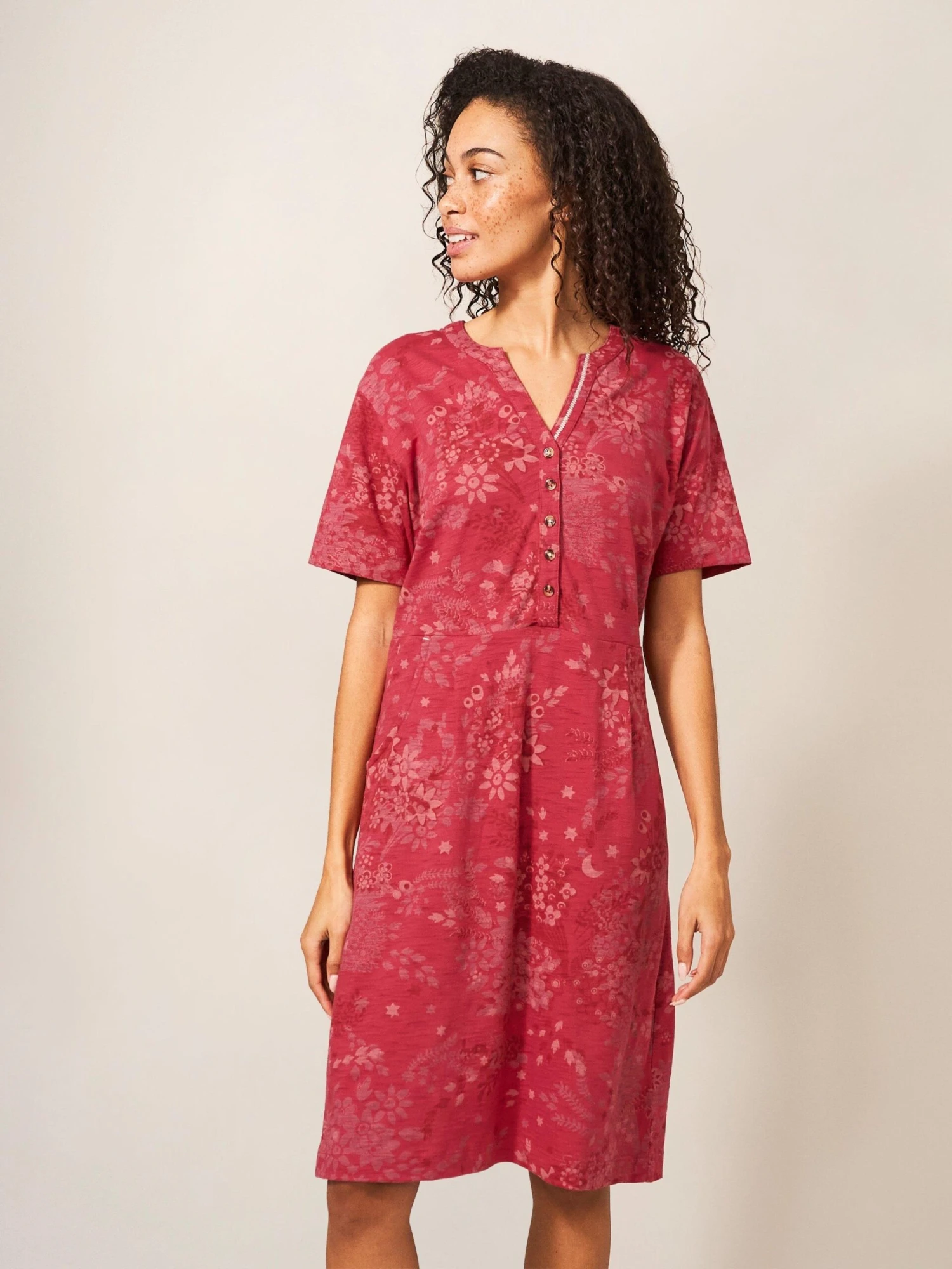 WHITE STUFF Tammy Cotton Jersey Dress In RED MULTI 2 WHITE STUFF Tammy Cotton Jersey Dress In RED MULTI - Image 2