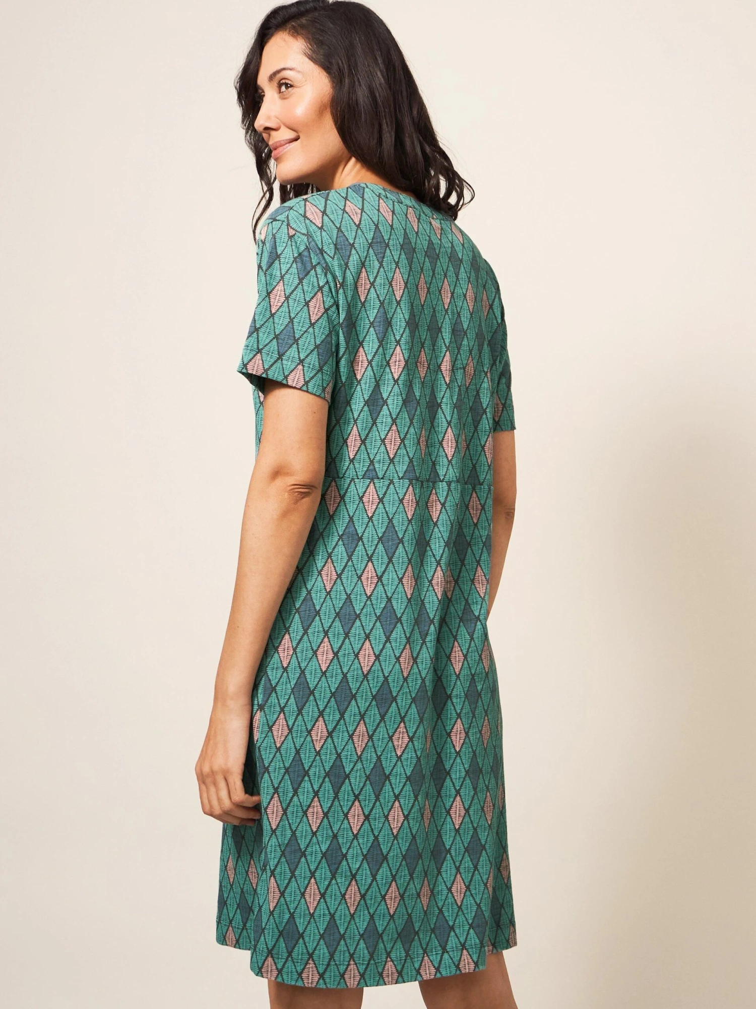 WHITE STUFF Tammy Cotton Jersey Dress In TEAL MULTI 4 WHITE STUFF Tammy Cotton Jersey Dress In TEAL MULTI - Image 4