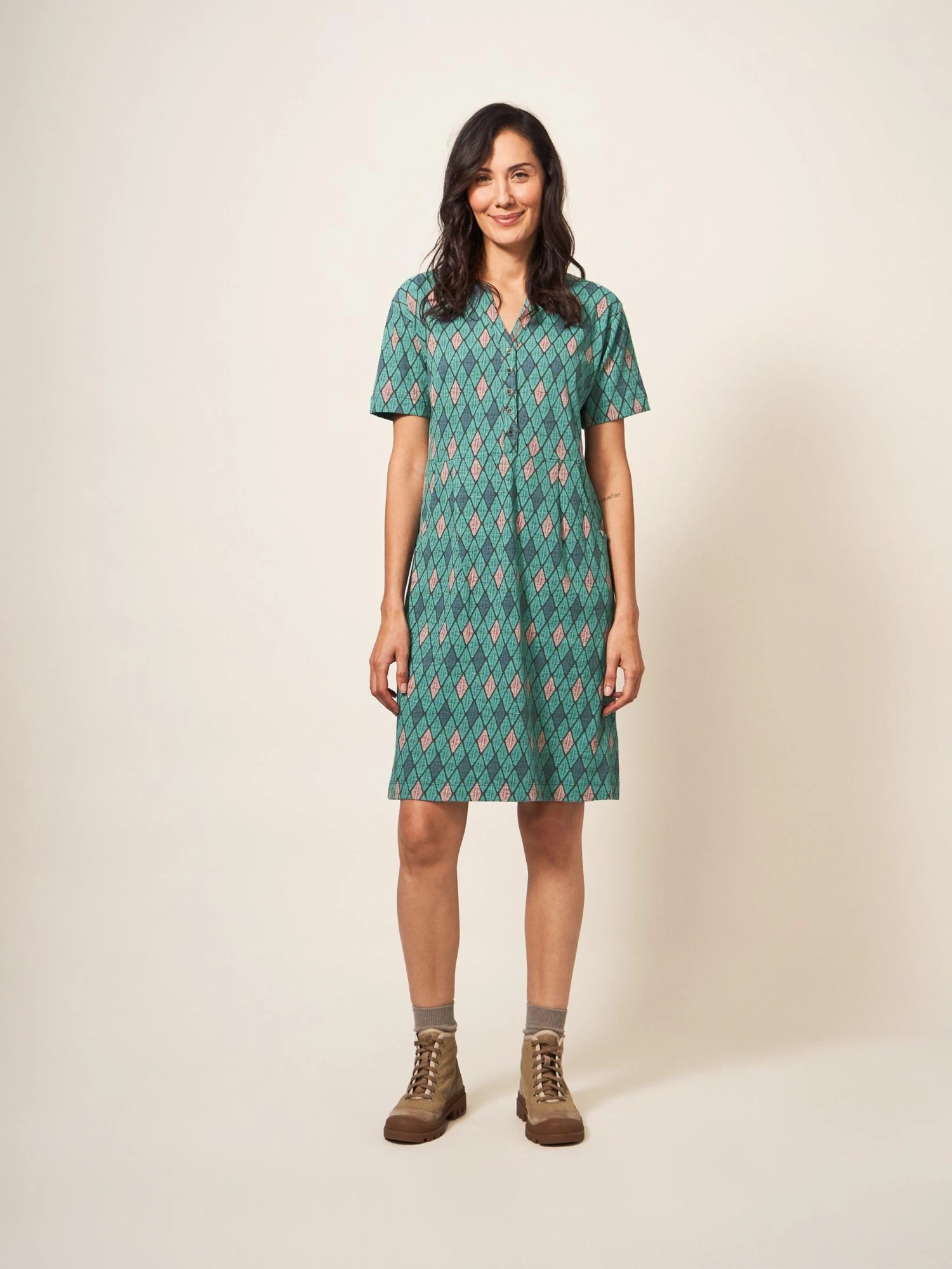 WHITE STUFF Tammy Cotton Jersey Dress In TEAL MULTI 2 WHITE STUFF Tammy Cotton Jersey Dress In TEAL MULTI - Image 2