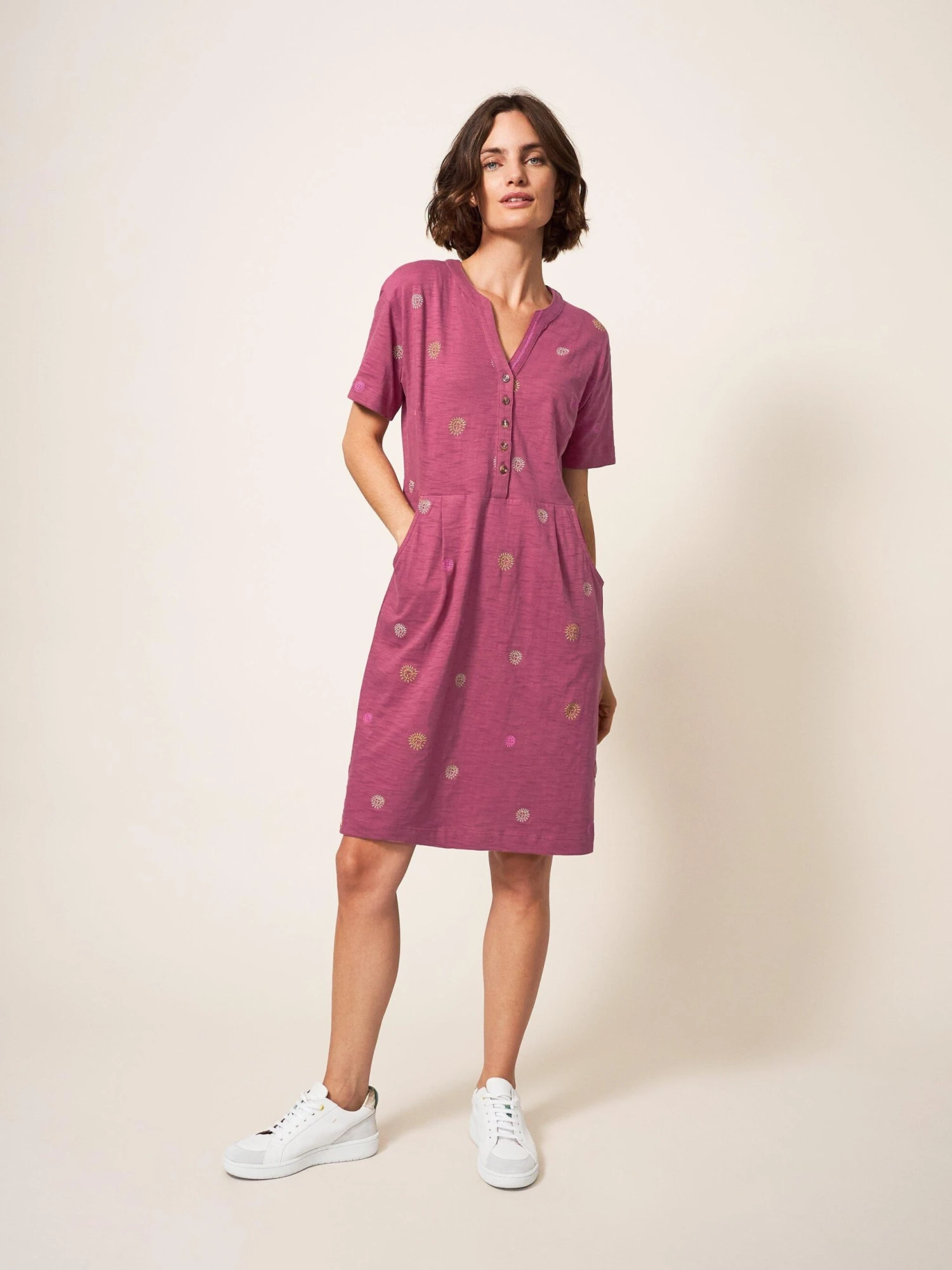 WHITE STUFF Tammy Embroidered Dress In PLUM MULTI 1 WHITE STUFF Tammy Embroidered Dress In PLUM MULTI