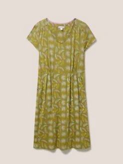 WHITE STUFF Tallie Jersey Dress In GREEN PRINT -Whte Stuffy Store 438270 GREEN PR FF