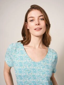 WHITE STUFF Tallie Jersey Dress In IVORY PRINT -Whte Stuffy Store 438270 IVORY PR MD