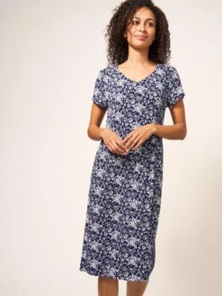 WHITE STUFF Tallie Jersey Dress In NAVY MULTI