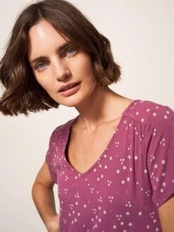 WHITE STUFF Tallie Jersey Dress In PLUM MULTI -Whte Stuffy Store 438270 PLUM MLT MD 1