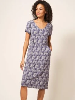 WHITE STUFF Tallie Jersey Dress In PURPLE MULTI