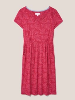 WHITE STUFF Tallie Jersey Dress In RED MULTI -Whte Stuffy Store 438270 RED MLT FF