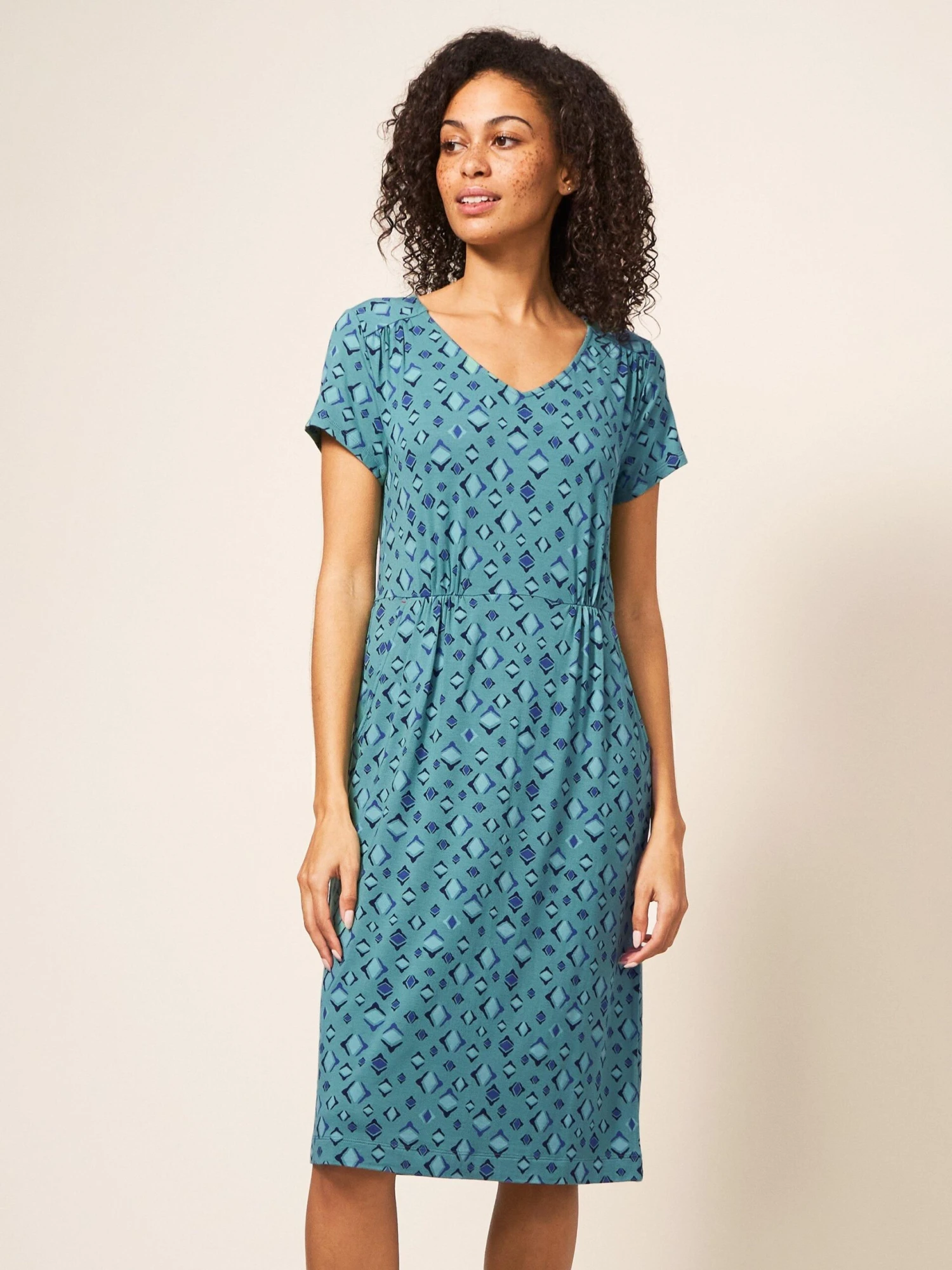 WHITE STUFF Tallie Jersey Dress In TEAL MULTI 2 WHITE STUFF Tallie Jersey Dress In TEAL MULTI - Image 2