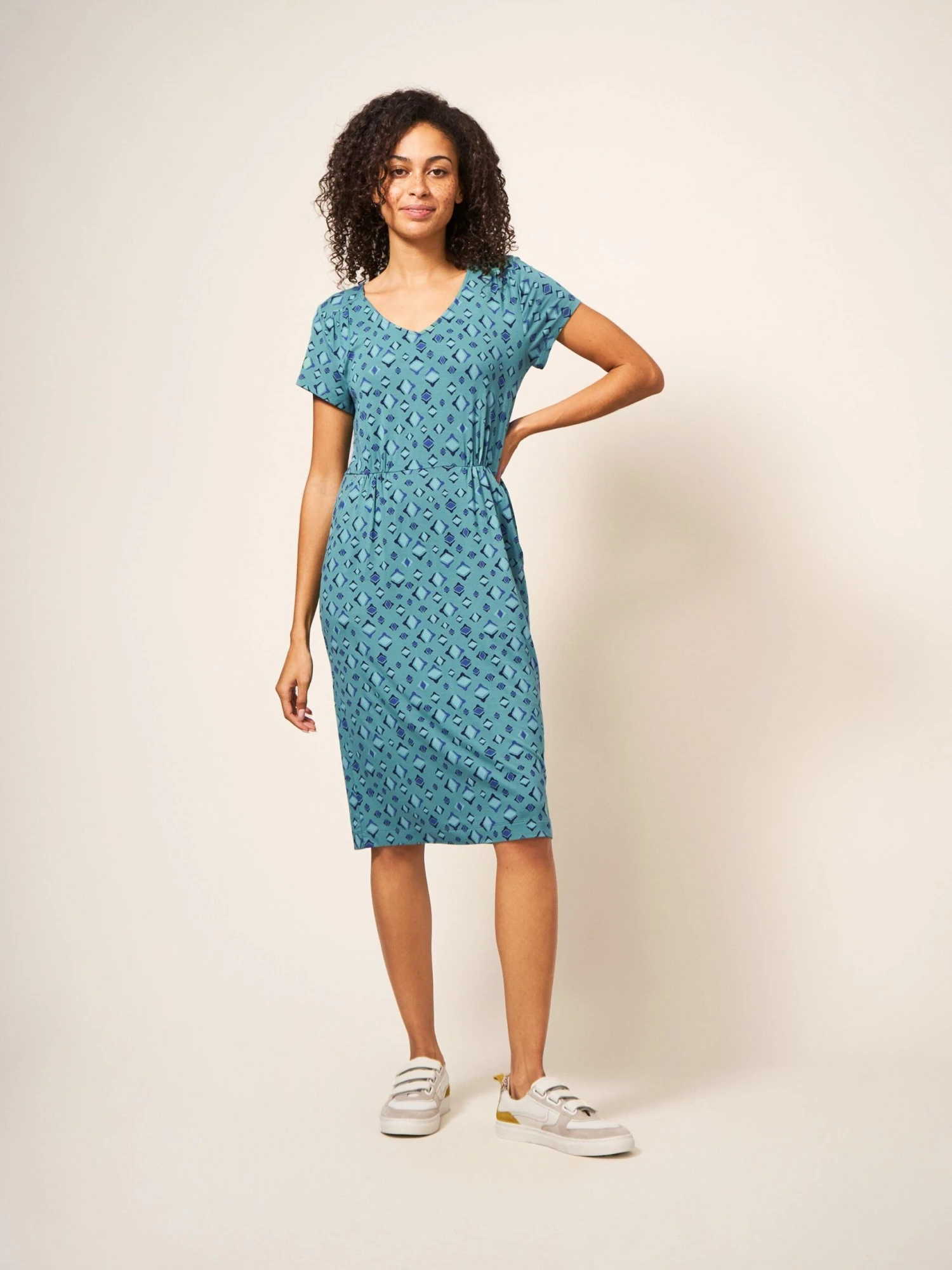 WHITE STUFF Tallie Jersey Dress In TEAL MULTI 3 WHITE STUFF Tallie Jersey Dress In TEAL MULTI - Image 3