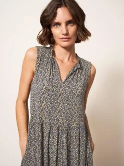 WHITE STUFF Sonia Jersey Maxi Dress In GREY MULTI -Whte Stuffy Store 438271 GREY MLT MD