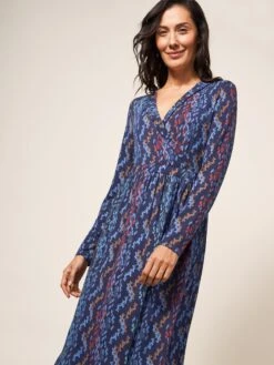 WHITE STUFF Zena Jersey Wrap Dress In NAVY MULTI