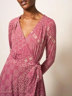 WHITE STUFF Rose Eco Vero Wrap Dress In PLUM MULTI -Whte Stuffy Store 438273 PLUM MLT MD