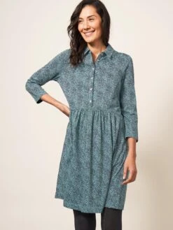 WHITE STUFF Everly Jersey Dress In TEAL MULTI