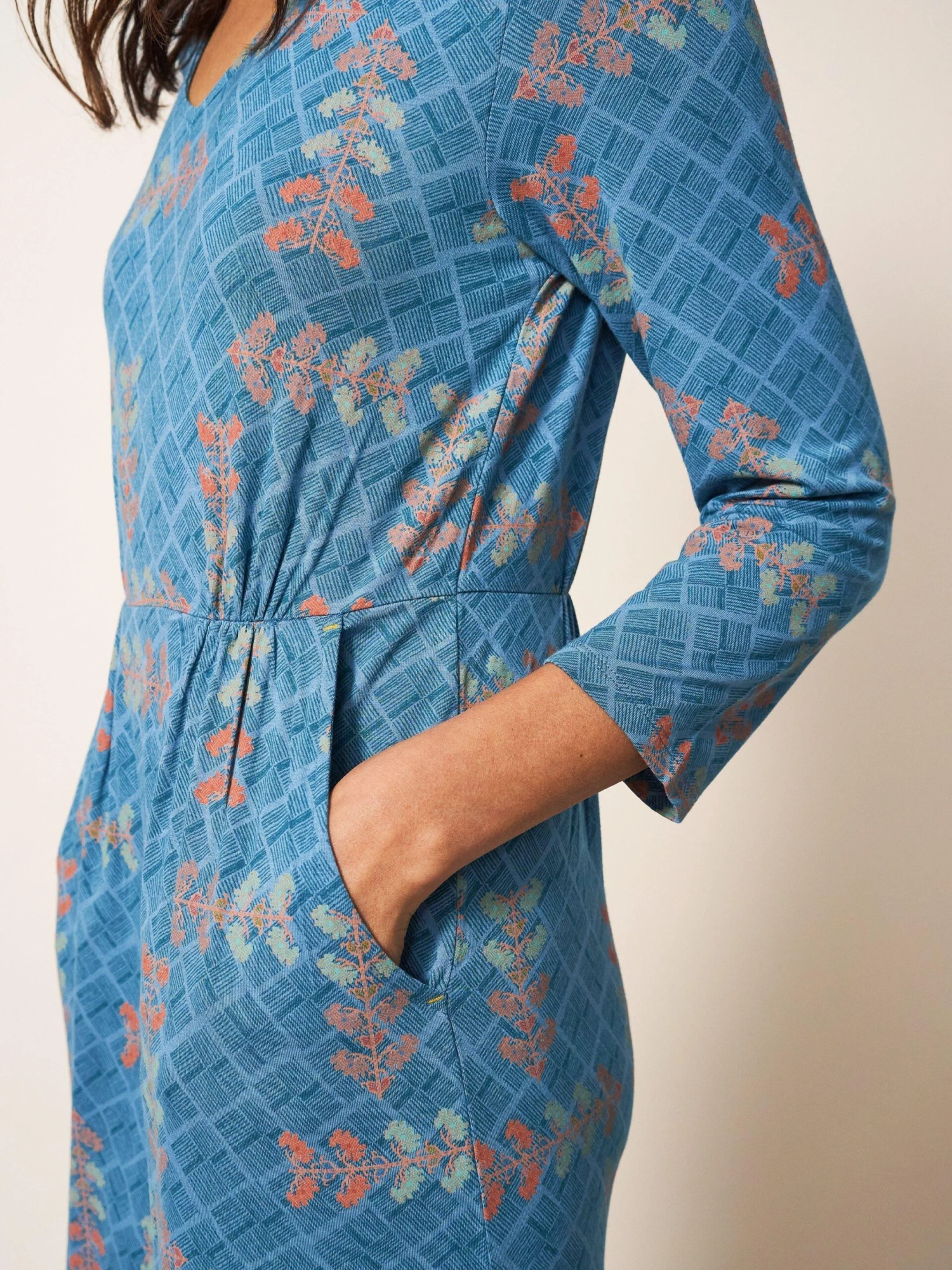 WHITE STUFF Tallie Eco Vero Jersey Dress In TEAL MULTI 3 WHITE STUFF Tallie Eco Vero Jersey Dress In TEAL MULTI - Image 3