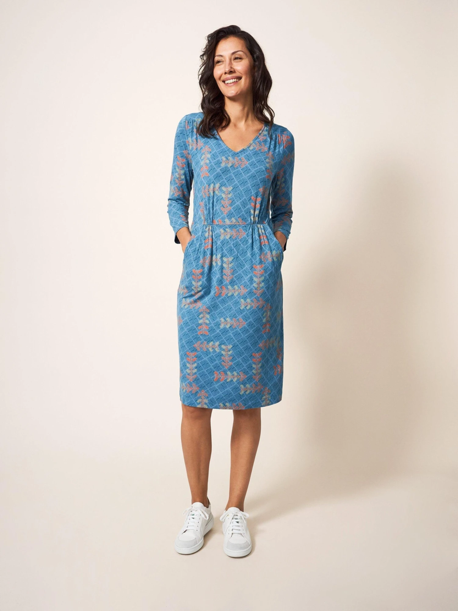 WHITE STUFF Tallie Eco Vero Jersey Dress In TEAL MULTI 2 WHITE STUFF Tallie Eco Vero Jersey Dress In TEAL MULTI - Image 2