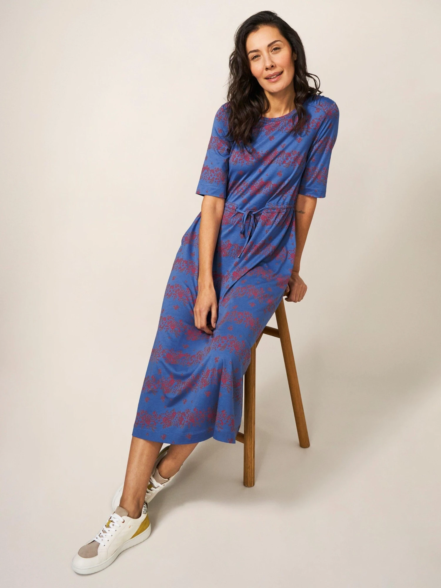 WHITE STUFF Nuelle Jersey Printed Dress In BLUE MULTI 1 WHITE STUFF Nuelle Jersey Printed Dress In BLUE MULTI