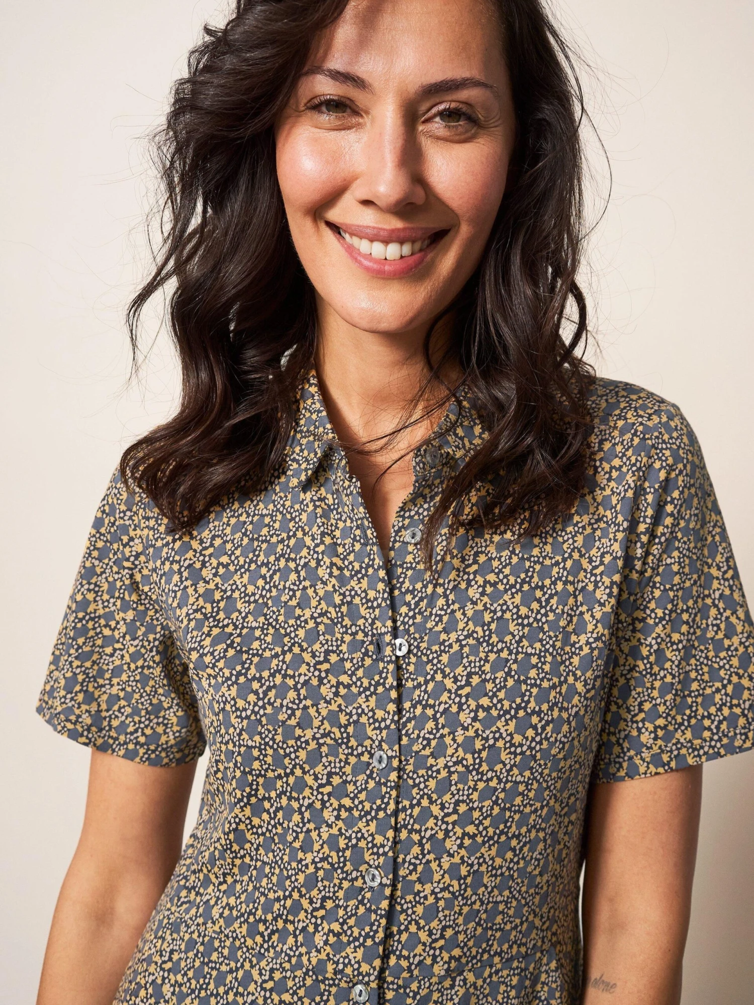 WHITE STUFF Rua Jersey Shirt Midi Dress In GREY MULTI 2 WHITE STUFF Rua Jersey Shirt Midi Dress In GREY MULTI - Image 2