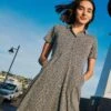WHITE STUFF Rua Jersey Shirt Midi Dress In GREY MULTI