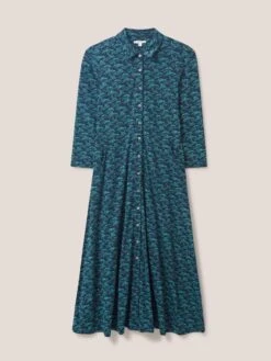 WHITE STUFF Rua Jersey Midi Dress In NAVY PRINT -Whte Stuffy Store 438375 NAVY PR FF
