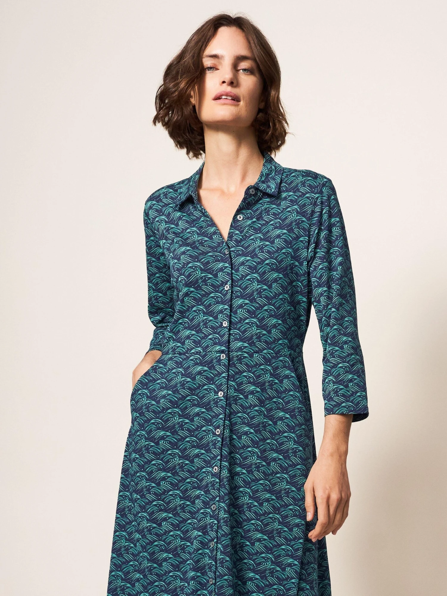 WHITE STUFF Rua Jersey Midi Dress In NAVY PRINT 1 WHITE STUFF Rua Jersey Midi Dress In NAVY PRINT