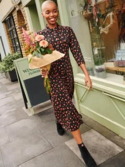 WHITE STUFF Rua Jersey Midi Dress In PINK MULTI