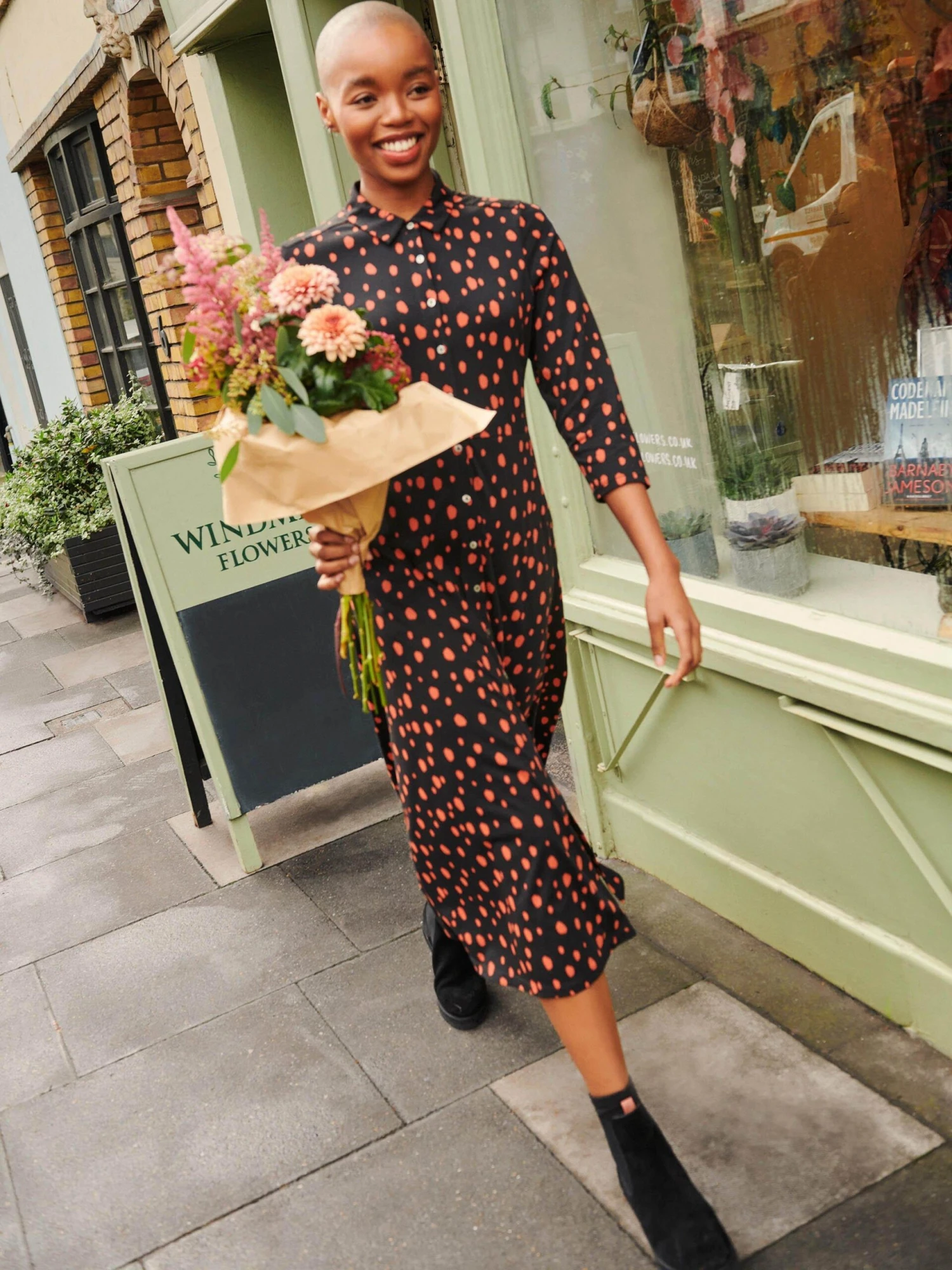 WHITE STUFF Rua Jersey Midi Dress In PINK MULTI 1 WHITE STUFF Rua Jersey Midi Dress In PINK MULTI