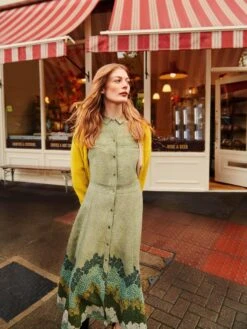 WHITE STUFF Renee Midi Shirt Dress In GREEN MULTI