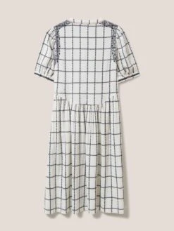 WHITE STUFF Anya Check Embroidered Dress In NATURAL MULTI -Whte Stuffy Store 438585 NAT MLT FB