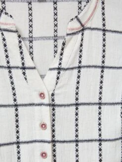 WHITE STUFF Anya Check Embroidered Dress In NATURAL MULTI -Whte Stuffy Store 438585 NAT MLT FD