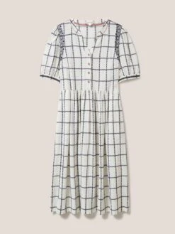 WHITE STUFF Anya Check Embroidered Dress In NATURAL MULTI -Whte Stuffy Store 438585 NAT MLT FF