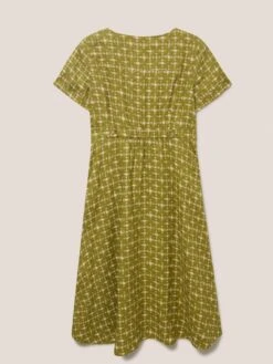WHITE STUFF Ivy Linen Short Sleeve Midi Dress In GREEN PRINT 13 WHITE STUFF Ivy Linen Short Sleeve Midi Dress In GREEN PRINT -Whte Stuffy Store 438650 GREEN PR FB