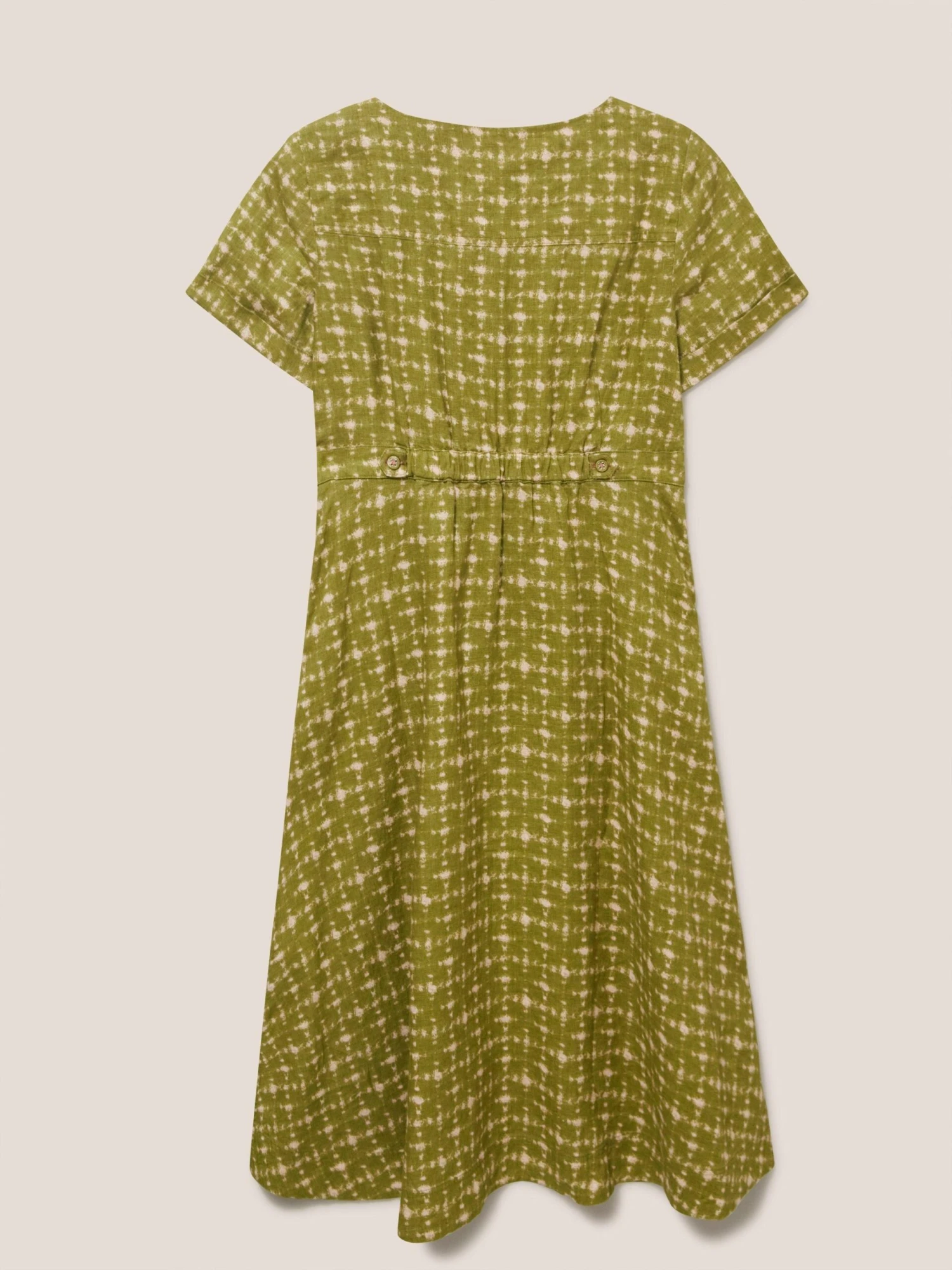 WHITE STUFF Ivy Linen Short Sleeve Midi Dress In GREEN PRINT 7 WHITE STUFF Ivy Linen Short Sleeve Midi Dress In GREEN PRINT - Image 7