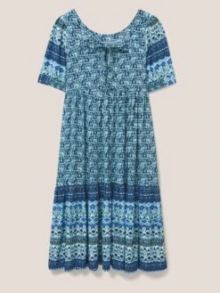 WHITE STUFF Connie Eco Vero Midi Dress In BLUE MULTI -Whte Stuffy Store 438699 BLUE MLT FB