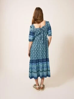 WHITE STUFF Connie Eco Vero Midi Dress In BLUE MULTI -Whte Stuffy Store 438699 BLUE MLT MB 1