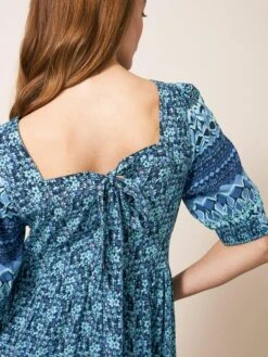 WHITE STUFF Connie Eco Vero Midi Dress In BLUE MULTI -Whte Stuffy Store 438699 BLUE MLT MD 1