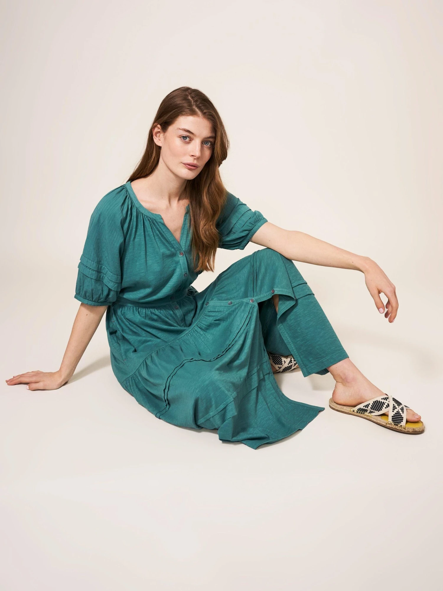 WHITE STUFF Hallie Jersey Midi Dress In MID TEAL 1 WHITE STUFF Hallie Jersey Midi Dress In MID TEAL