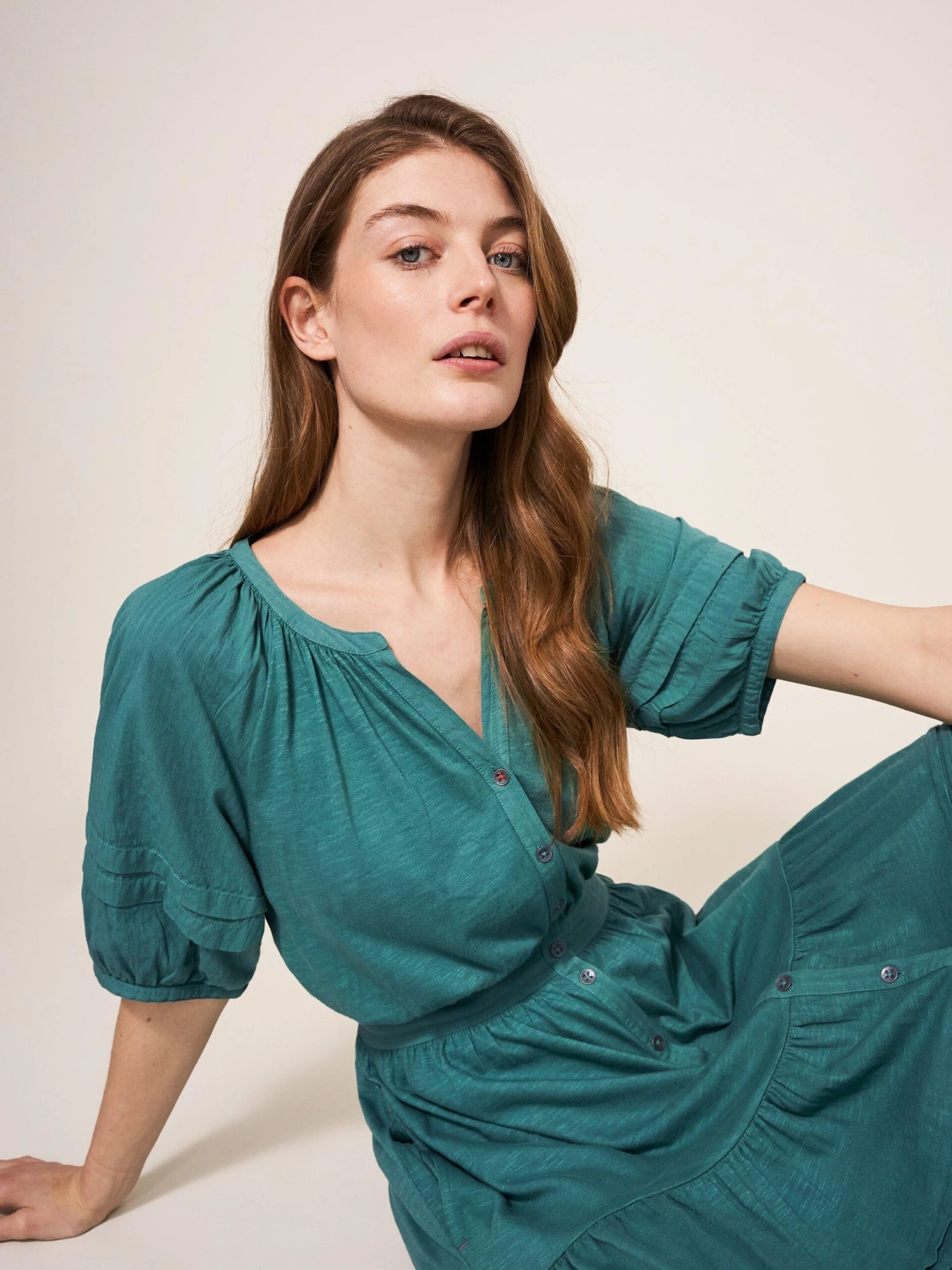 WHITE STUFF Hallie Jersey Midi Dress In MID TEAL 3 WHITE STUFF Hallie Jersey Midi Dress In MID TEAL - Image 3
