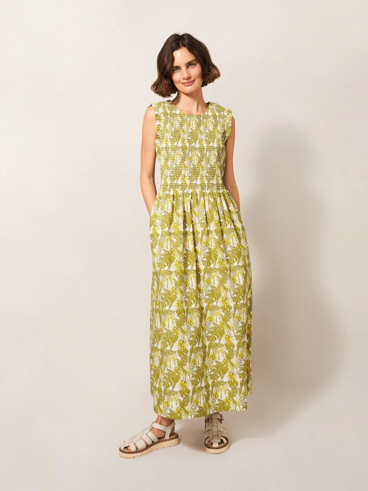 WHITE STUFF Erika Cotton Midi Dress In GREEN MULTI 2 WHITE STUFF Erika Cotton Midi Dress In GREEN MULTI - Image 2